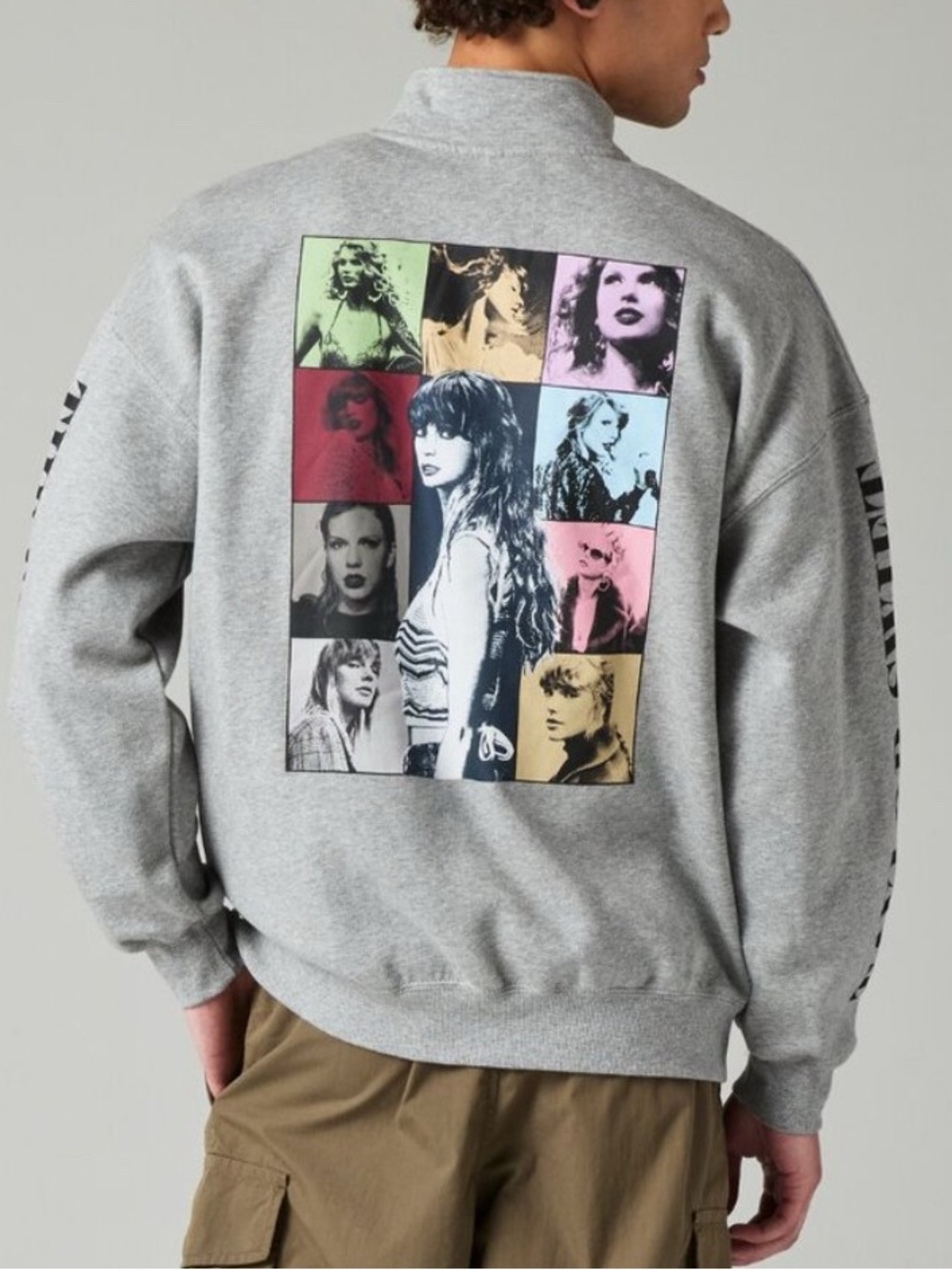 TAYLOR SWIFT THE ERAS TOUR Half Zip Grey Sweatshirt Merch - Like New
